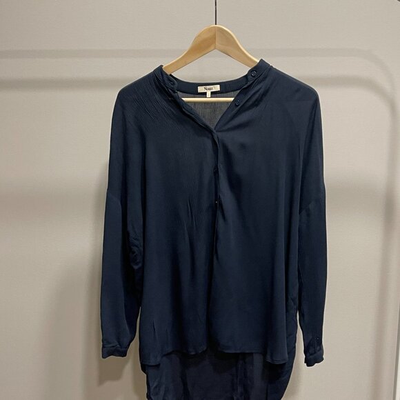 OAK + FORT Noul Button Down Blouse - Size S - Dark Navy - Picture 3 of 4